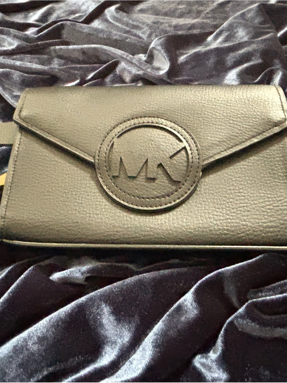 Michael Kors Black Leather Envelope Belt Bag.